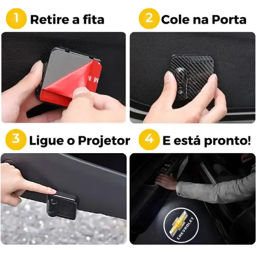 Projetor de Porta Automático Sem Fio Personalizado Luxcar™ + Brinde Grátis